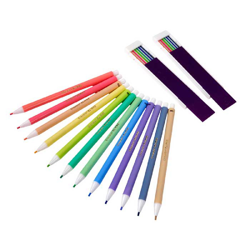 12 Ct & 24 Refills CLICKS Mechanical Colored Pencils, Pastel