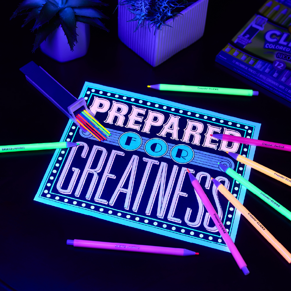 12 Ct & 24 Refills CLICKS Mechanical Colored Pencils, Neon