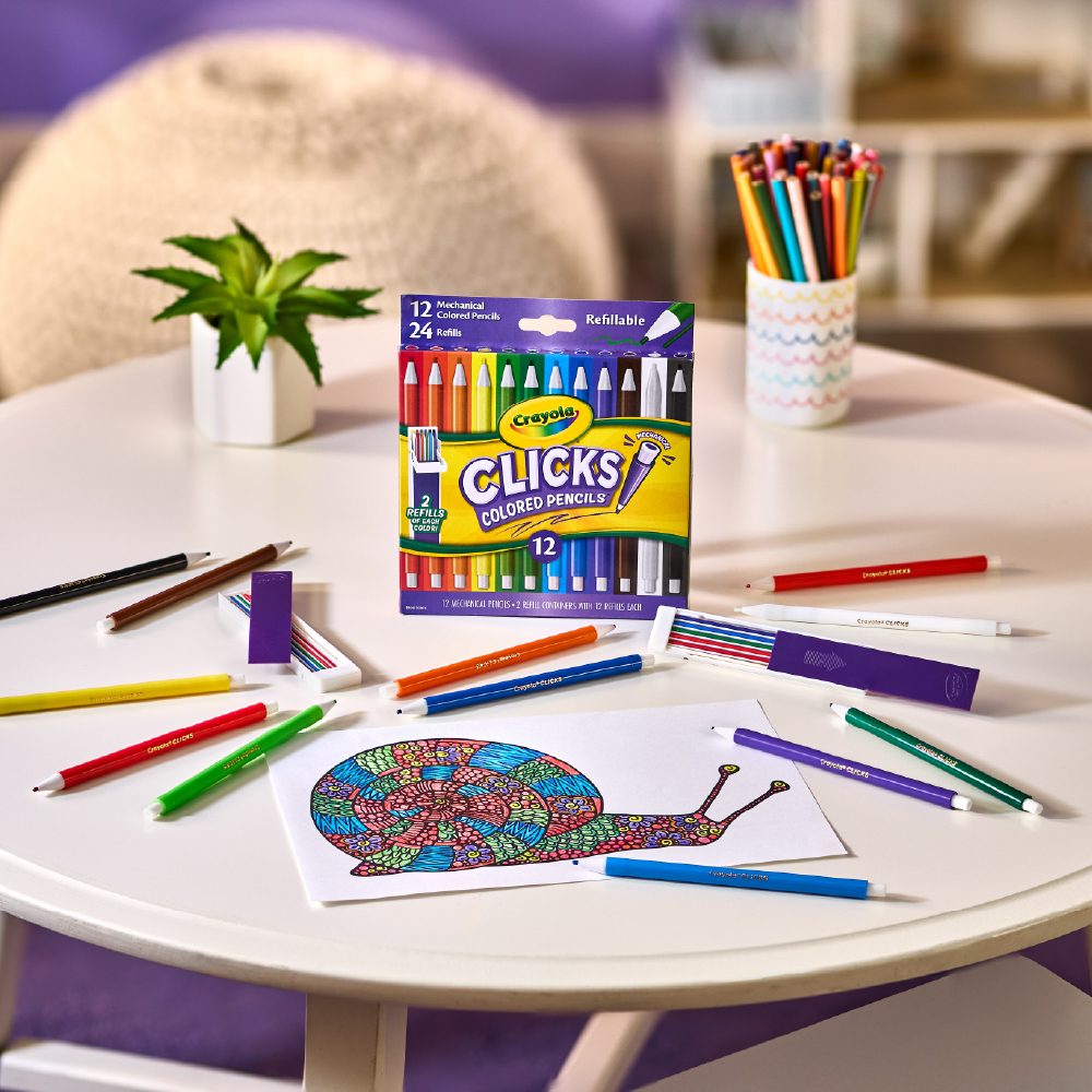 12 Ct & 24 Refills CLICKS Mechanical Colored Pencils