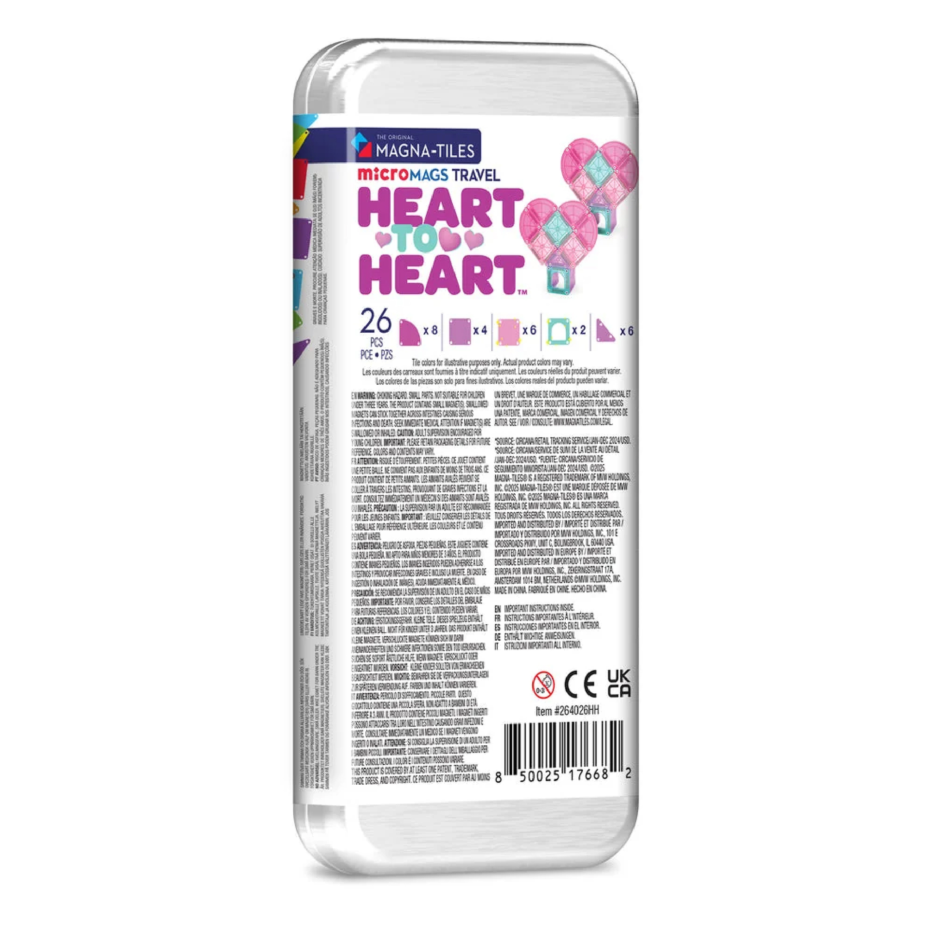 MAGNA-TILES microMAGS Heart to Heart 26 Piece Travel Set