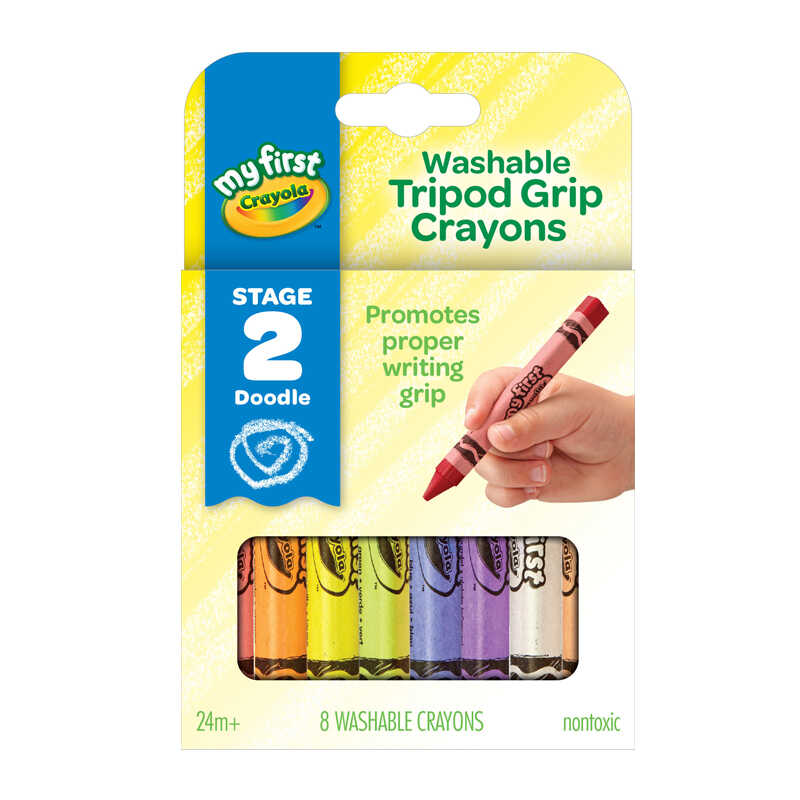 Washable Tripod Grip Crayon 8ct
